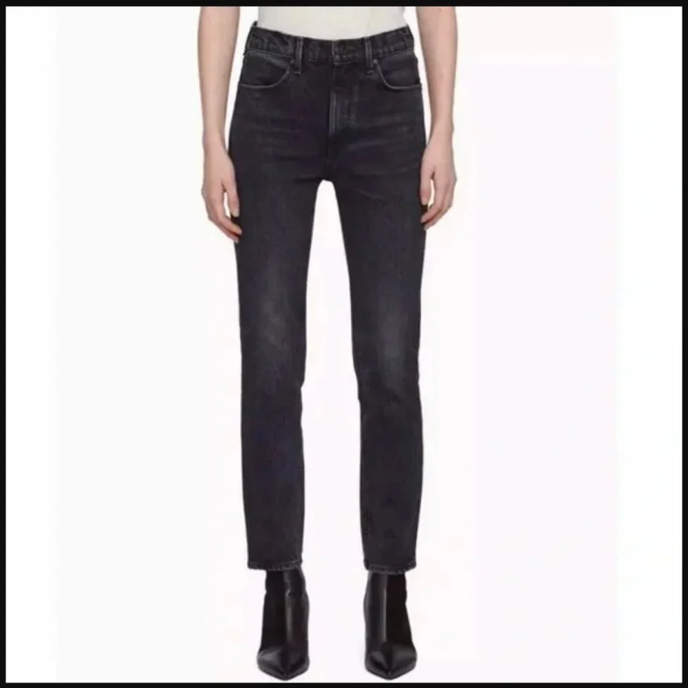 Rag & Bone Ankle Cigarette Jean in Black BK Bunnys Denim Size 26